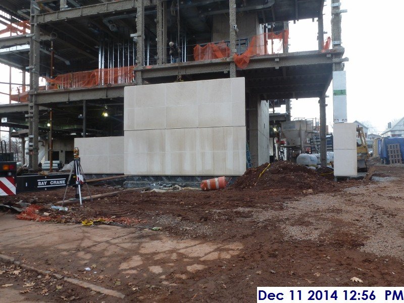 Erecting the stone panels at the East Elevation 2